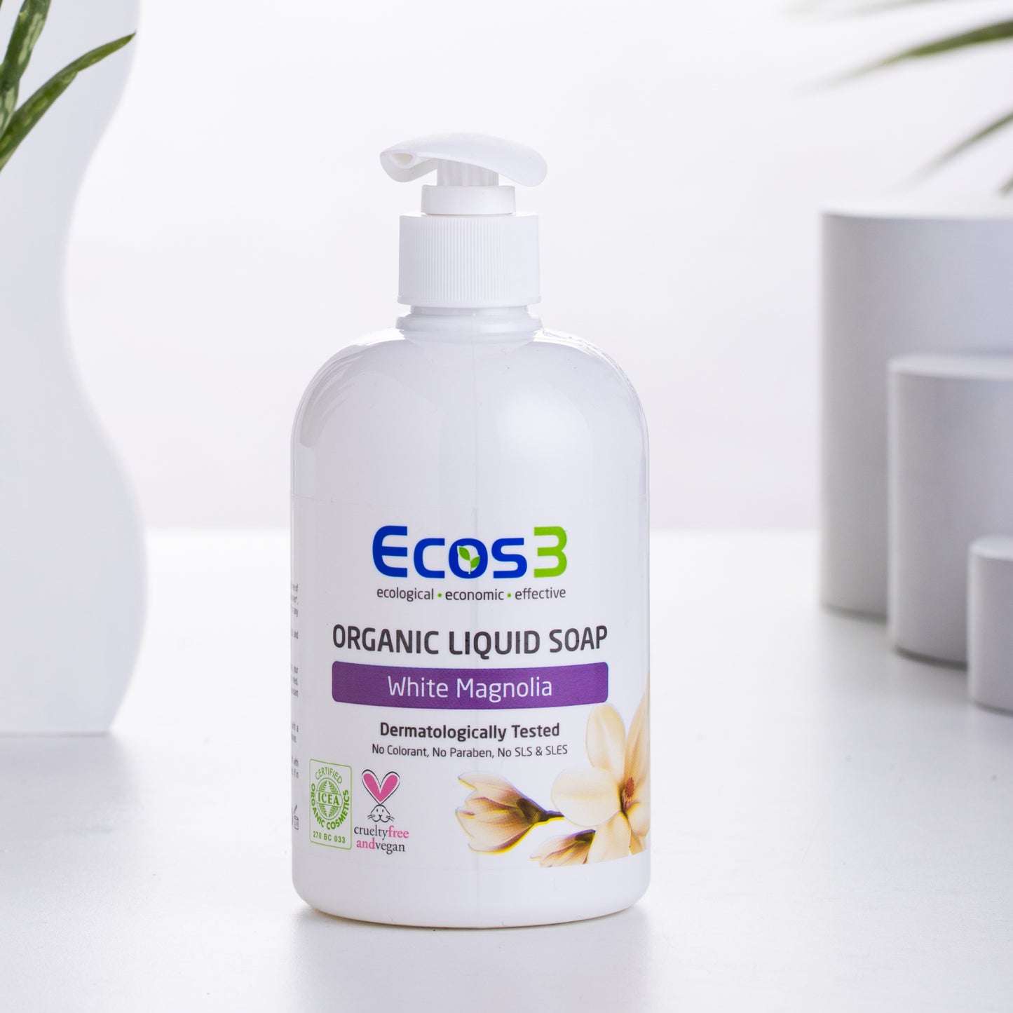 ECOS3 Organic Liquid Soap - White Magnolia (500ml)