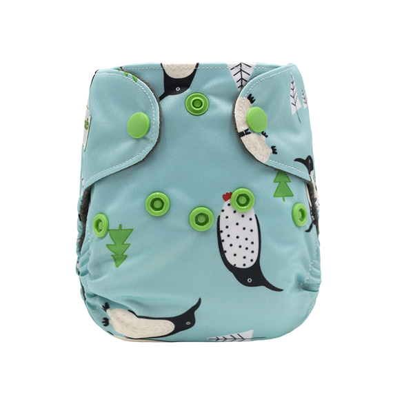Penguin-patterned Newborn AIO Diaper