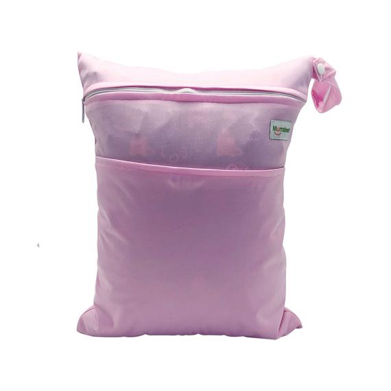 Pink PUL wet bag for diapers