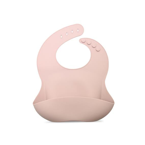 Silicone Bib with Deep Pocket - Pink