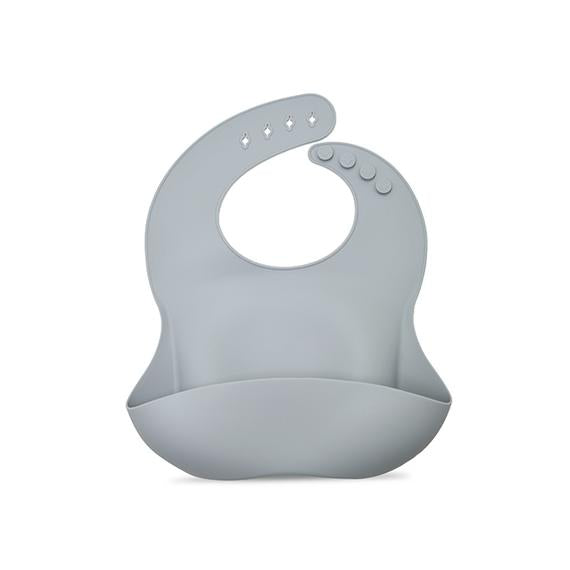 Silicone Bib with Deep Pocket - Gray