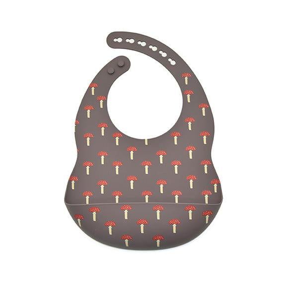 Mushroom-patterned Silicone Bib with Pocket