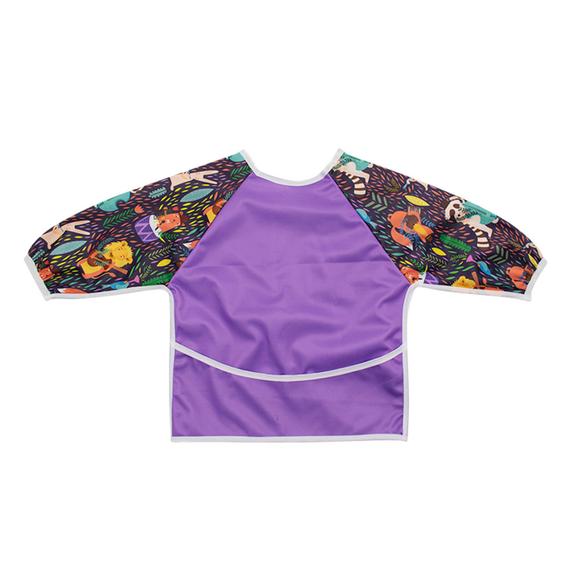Musical animals-patterned Washable Long Sleeve Bib