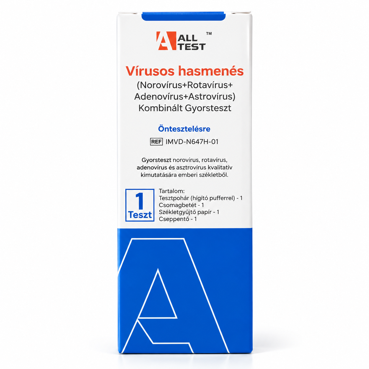 Viral Diarrhea 4-in-1 Rapid Test for Home Use (1 test/box) – Norovirus, Rotavirus, Adenovirus and Astrovirus