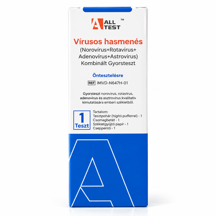 4-in-1 Schnelltest für virusbedingten Durchfall zur Anwendung zu Hause (1 Stück/Packung) – Norovirus, Rotavirus, Adenovirus und Astrovirus