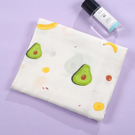 Avocado and Banana-patterned Muslin Cloth