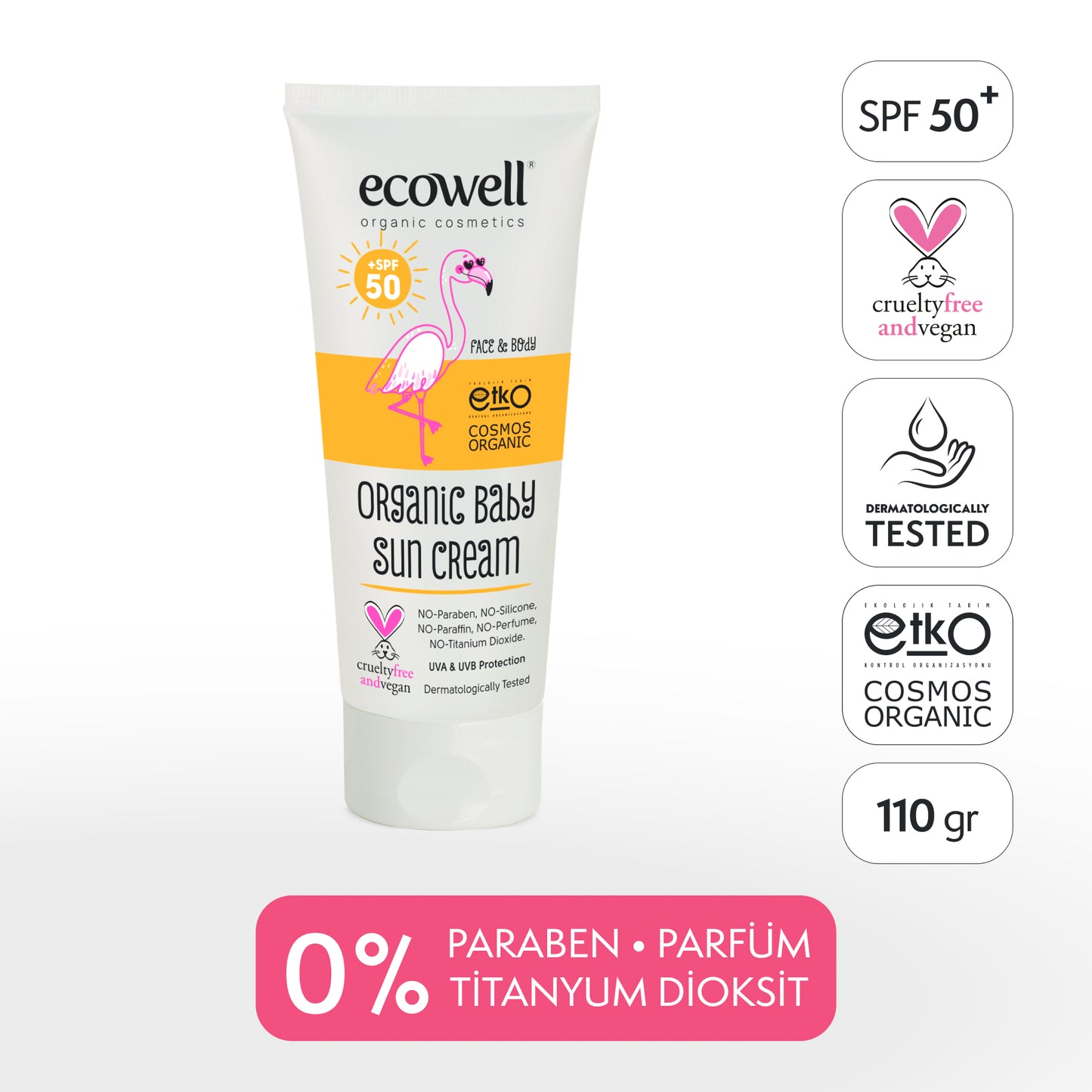 Ecowell Organic Baby Sun Cream SPF 50 (110 g)