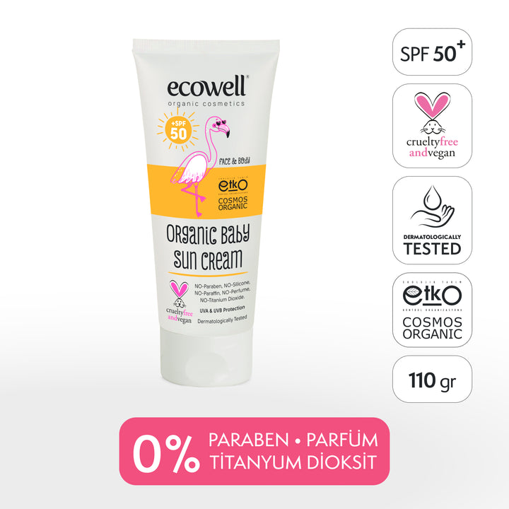 Ecowell Bio-Sonnenschutzfaktor 50 für Babys (110 gr)