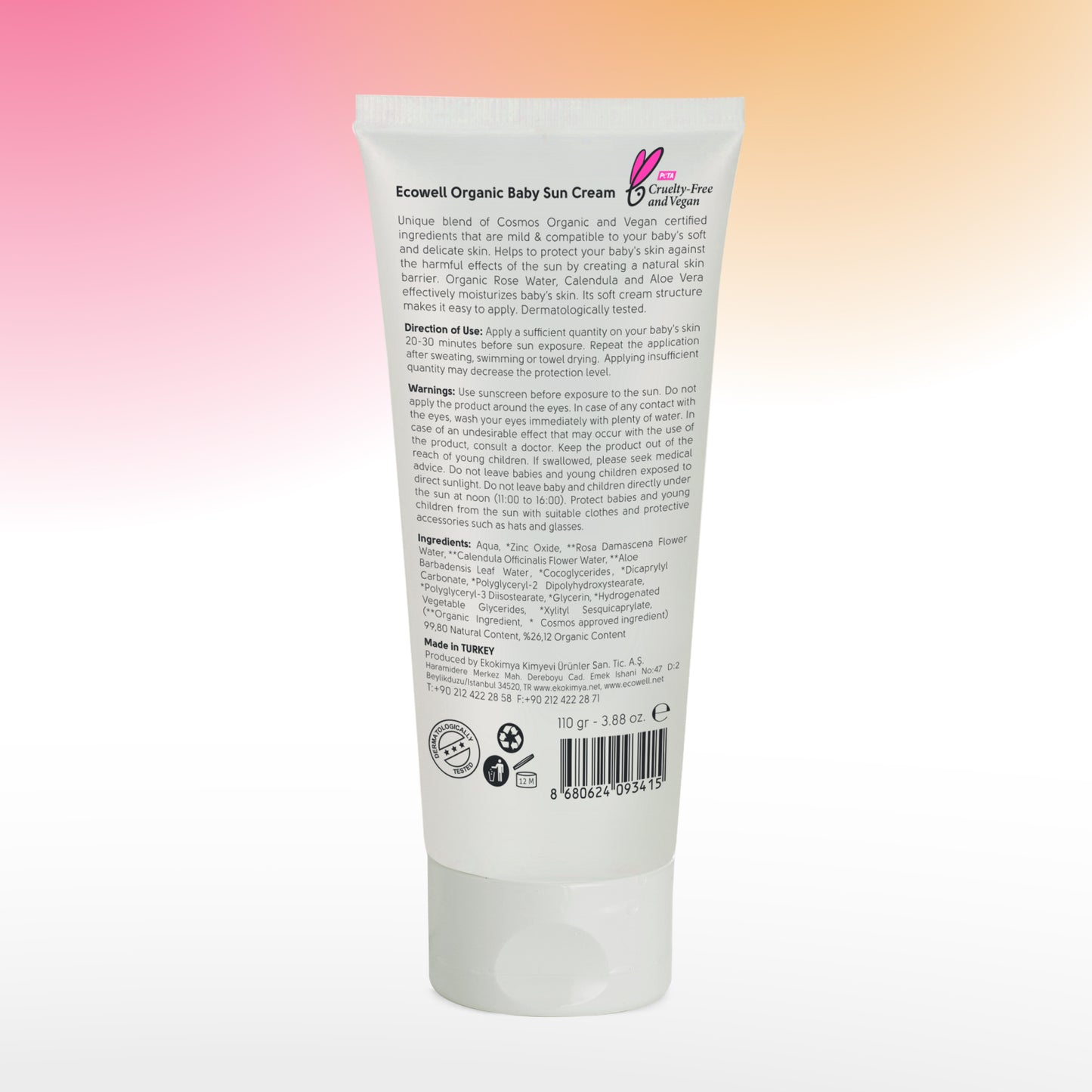 Ecowell Organic Baby Sun Cream SPF 50 (110 g)