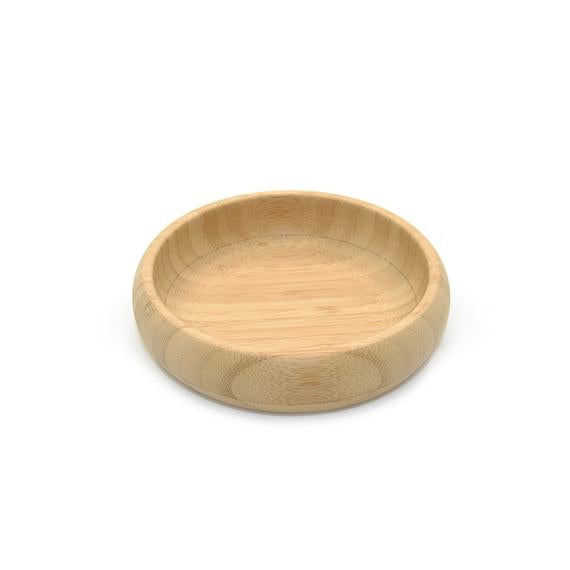 Bamboo Plate with Pink Silicone Suction Base