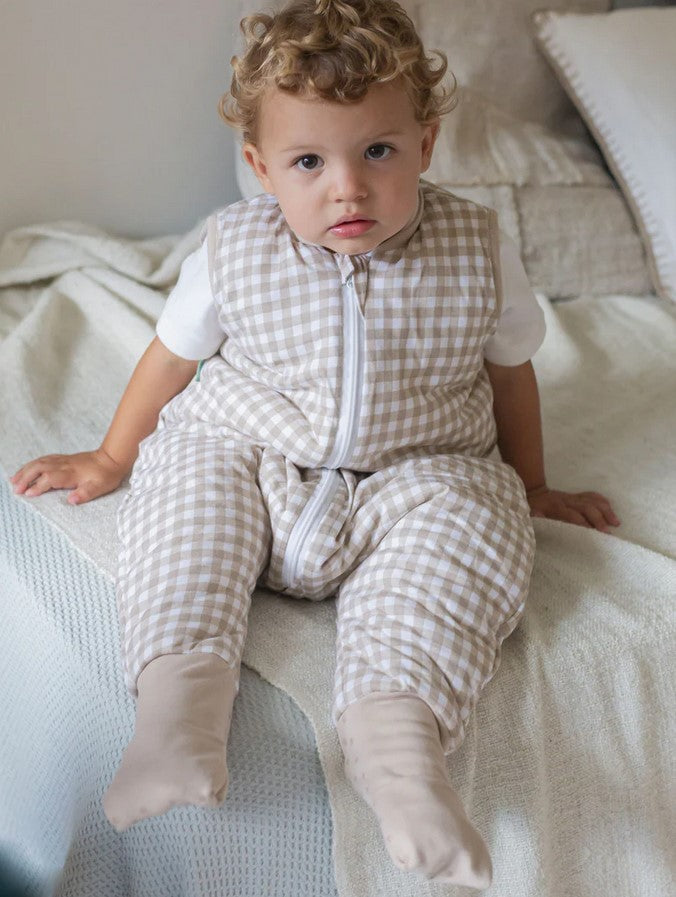 MOLIS&CO Winter Baby Sleeping Jumpsuit with Socks (2.5 TOG) - Vichy Beige