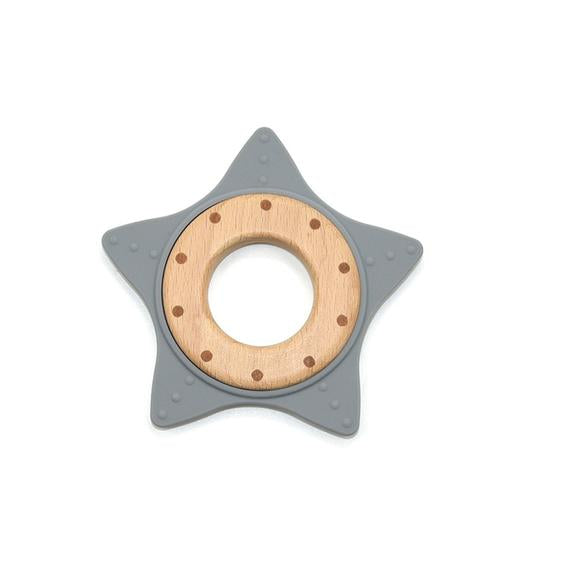 Star-Shaped Silicone and Beechwood Teether