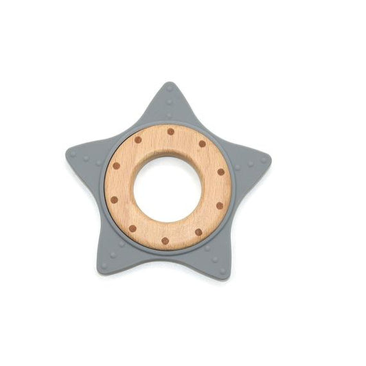 Star-Shaped Silicone and Beechwood Teether