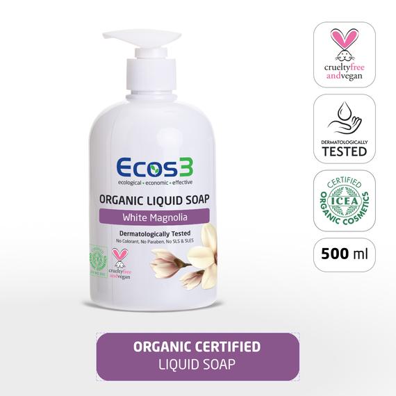ECOS3 Bio-Flüssigseife – Weiße Magnolie (500 ml)