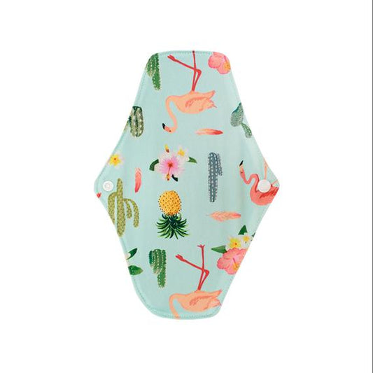 Flamingo-patterned Blue Reusable Pad - Size M