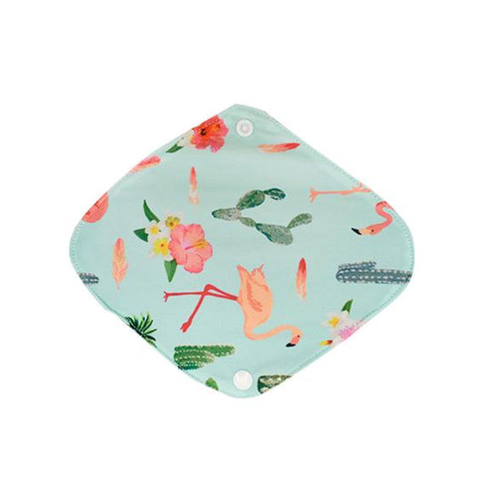 Flamingo-patterned Blue Reusable Pad - Size S