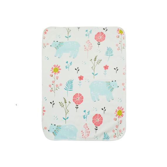 Wickelauflage mit Bären- und Blumenmuster