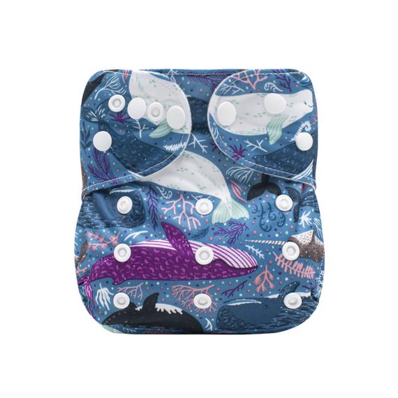 Whale-patterned Pocket Cloth Diaper
