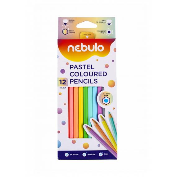 NEBULO Pastell-Buntstifte-Set (12-teilig, sechseckig)