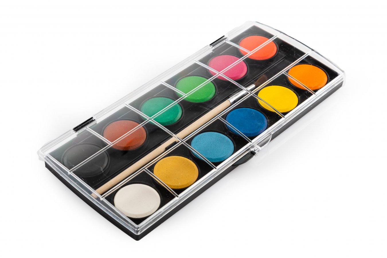 NEBULO Watercolor Paint Set with Brush (12 pcs, 23 mm)