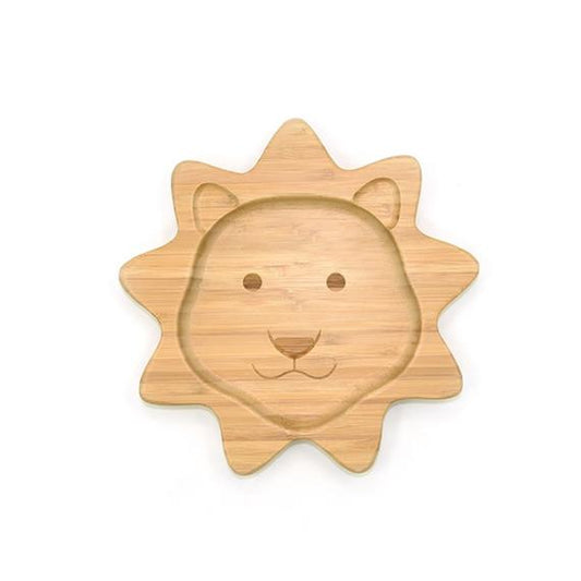 Lion-Shaped Bamboo Plate with Silicone Suction Base