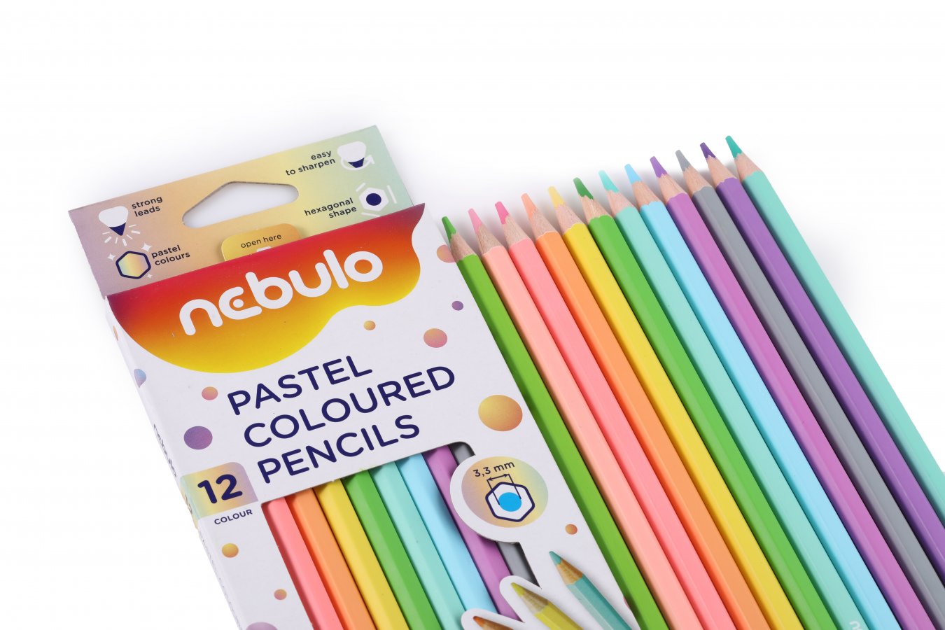 NEBULO Pastel Colored Pencil Set (12 pcs, hexagonal)