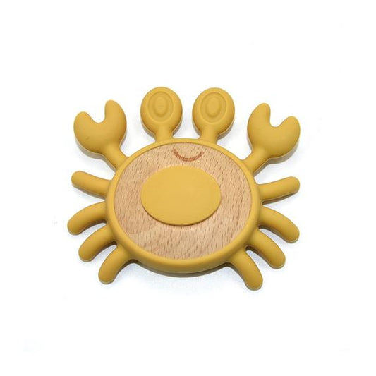 Crab-Shaped Silicone and Beechwood Teether