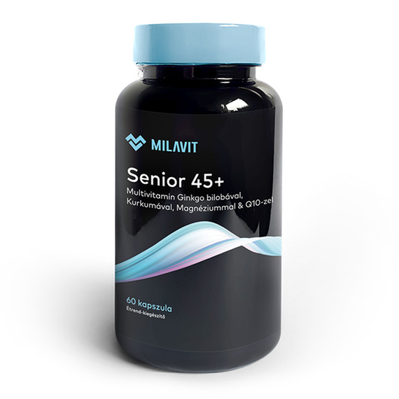 MILAVIT Senior 45+ Multivitamin mit Ginkgo Biloba, Curcumin, Magnesium & Q10 Nahrungsergänzungsmittel (60 Kapseln/Box)