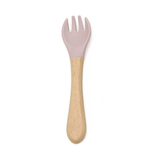 Silicone Fork with Bamboo Handle - Pink