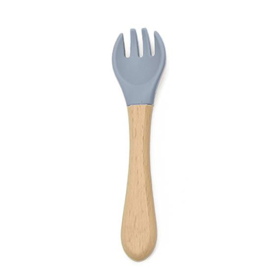 Silikongabel mit Bambusgriff - Grau