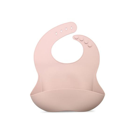 Silicone Bib with Deep Pocket - Pink