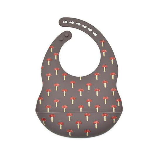 Mushroom-patterned Silicone Bib with Pocket