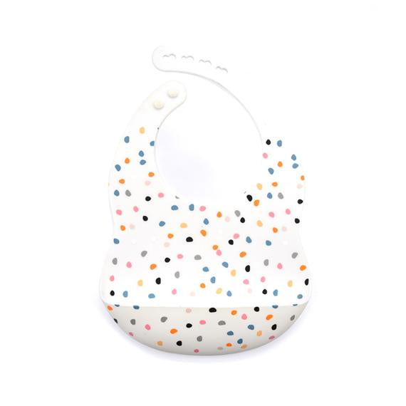 Polka Dot Silicone Bib with Pocket