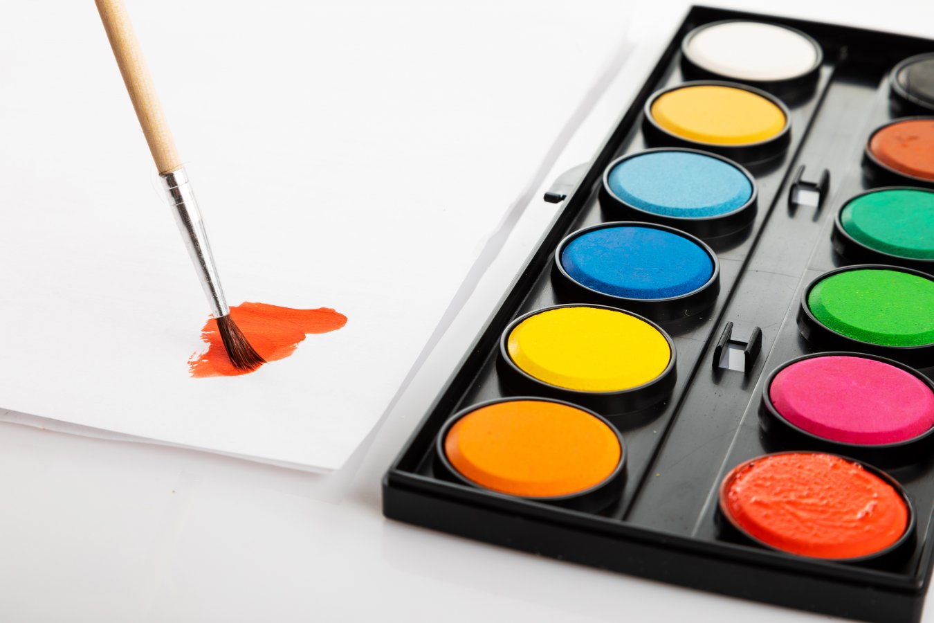 NEBULO Watercolor Paint Set with Brush (12 pcs, 23 mm)