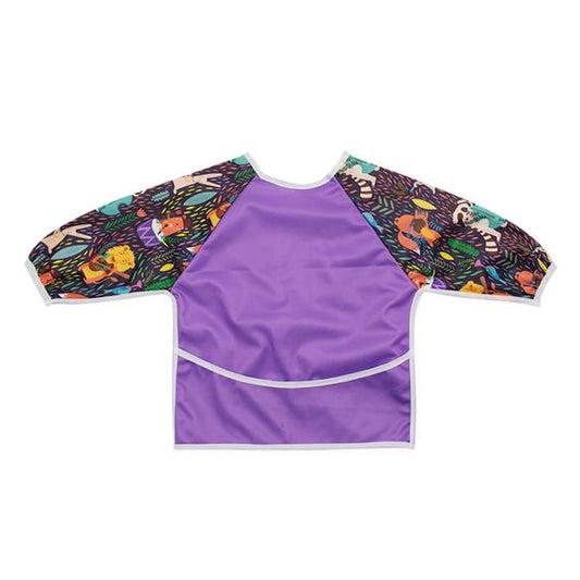 Musical animals-patterned Washable Long Sleeve Bib